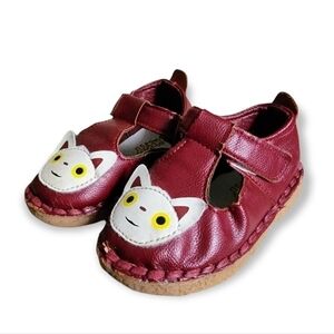 Bee Happy Red Leather Kitty Cat Mary Jane Shoes Size 7